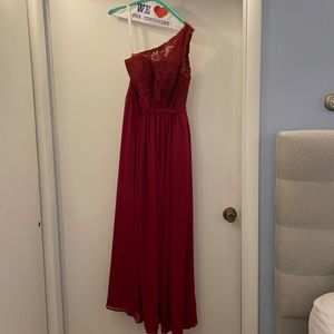 Maroon bridesmaid dress from Azazie